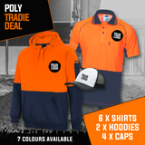 POLY TRADIE DEAL - 6 Polo Shirts, 2 Hoodies, 4 Caps