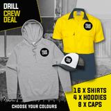 DRILL CREW DEAL - 16 Drill Shirts, 4 Hoodies, 8 Caps